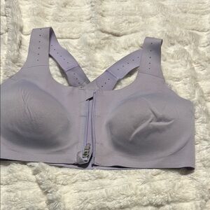Brooks Dare Zip Run Bra 2.0 Lavender Front-Zip Sports Bra